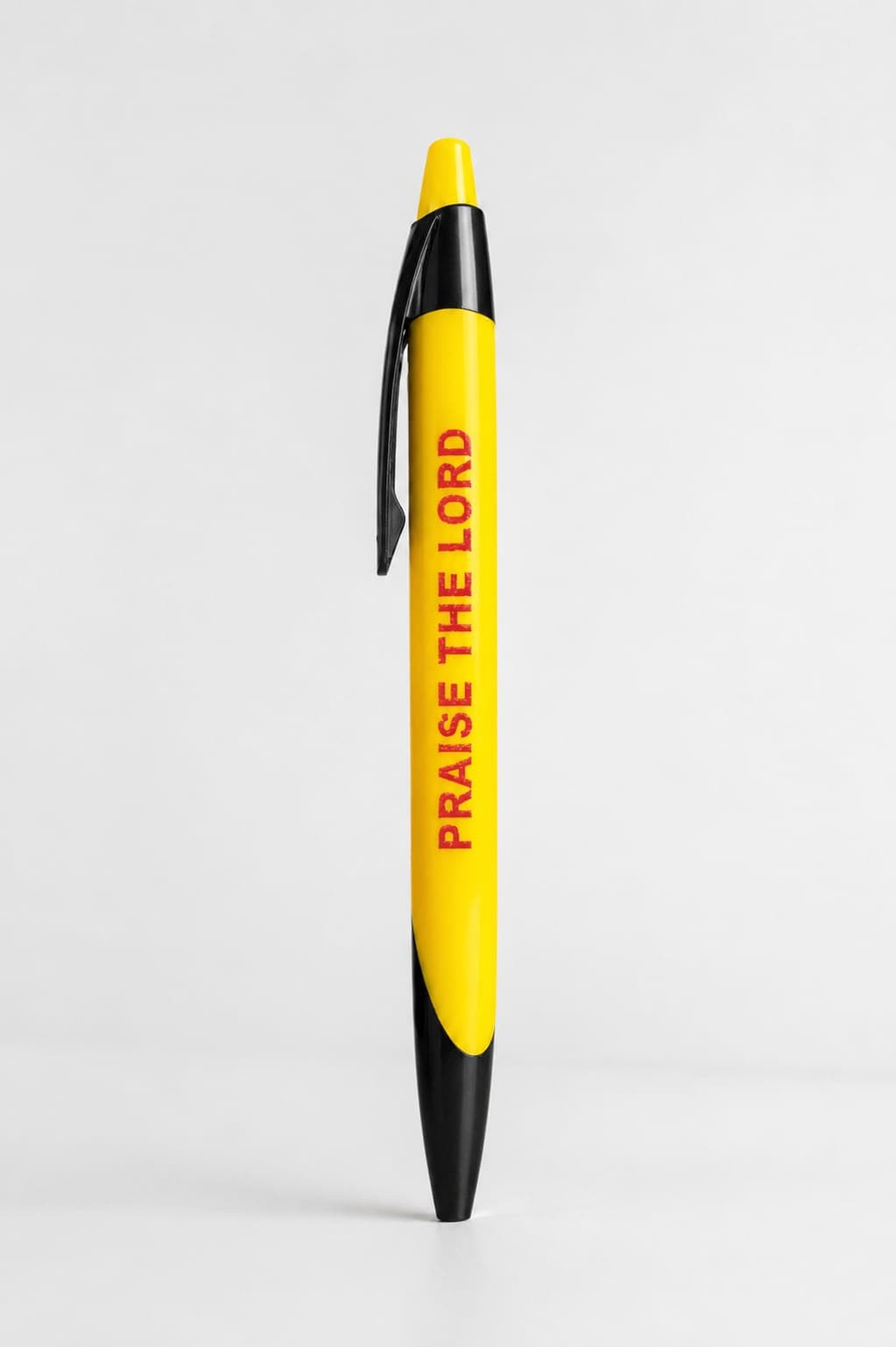 Praise the Lord Plastic Ball Pen – Yellow & Black Body with Blue Ink